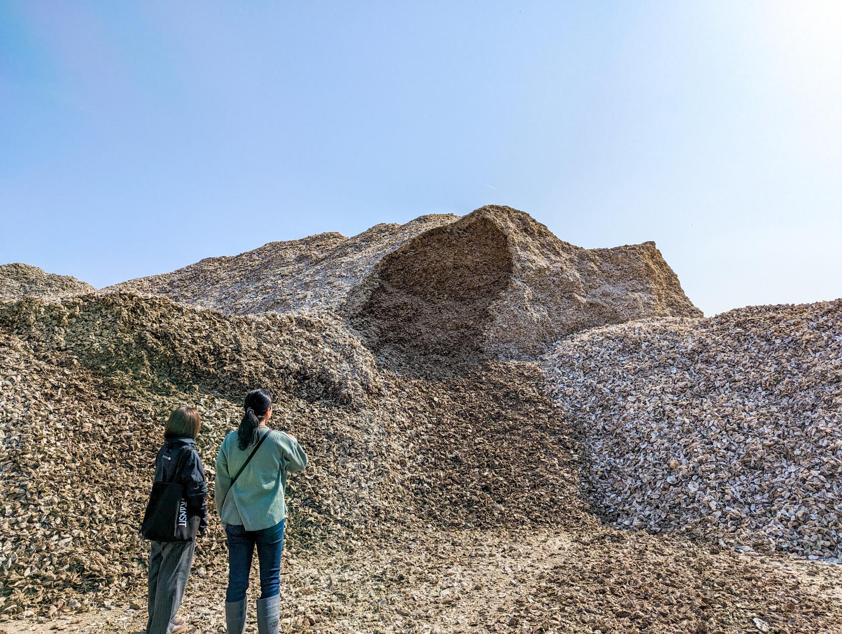 大量に積み上げられた牡蠣殻の山は圧巻！-0