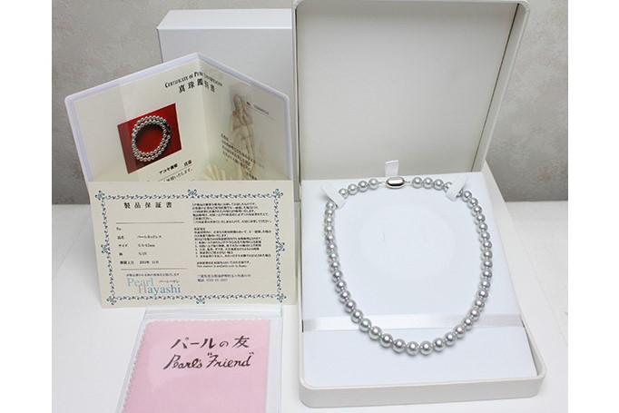 【南伊勢町】大粒　8.5～9ミリ　アコヤ真珠　グレーブルーネックレス-2