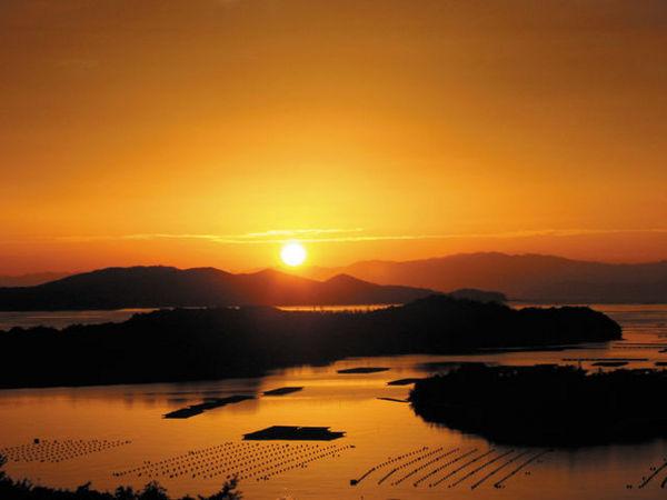 登茂山展望台からの夕日